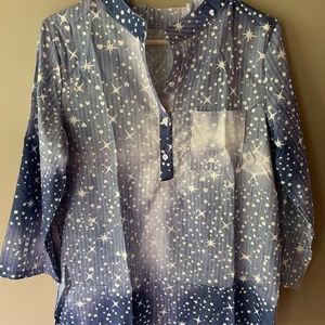 ladies blue/white henly top